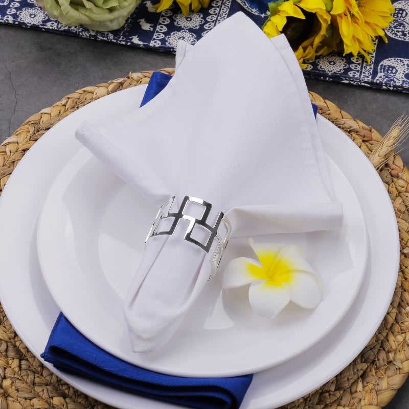 LogHog Alloy Silver Napkin Rings Set of 12, Delicate Napkin Holder Ring Buckles Ideal Table Setting Decor for Wedding, Parties, Holiday (Elegant Silver) - Image 4